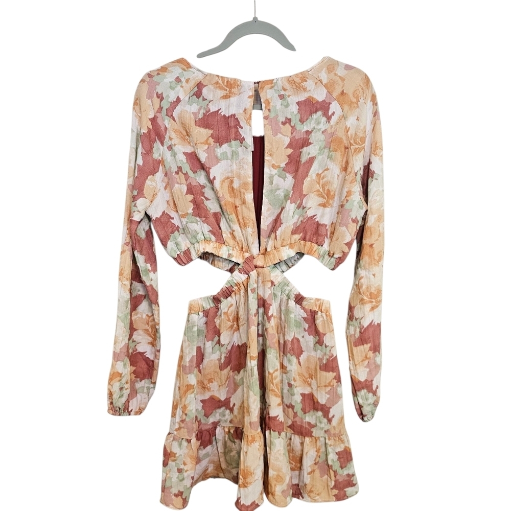 Sage The Label Amalfi Coast Floral Cut Out Ruffle Mini Dress - Picture 4 of 7